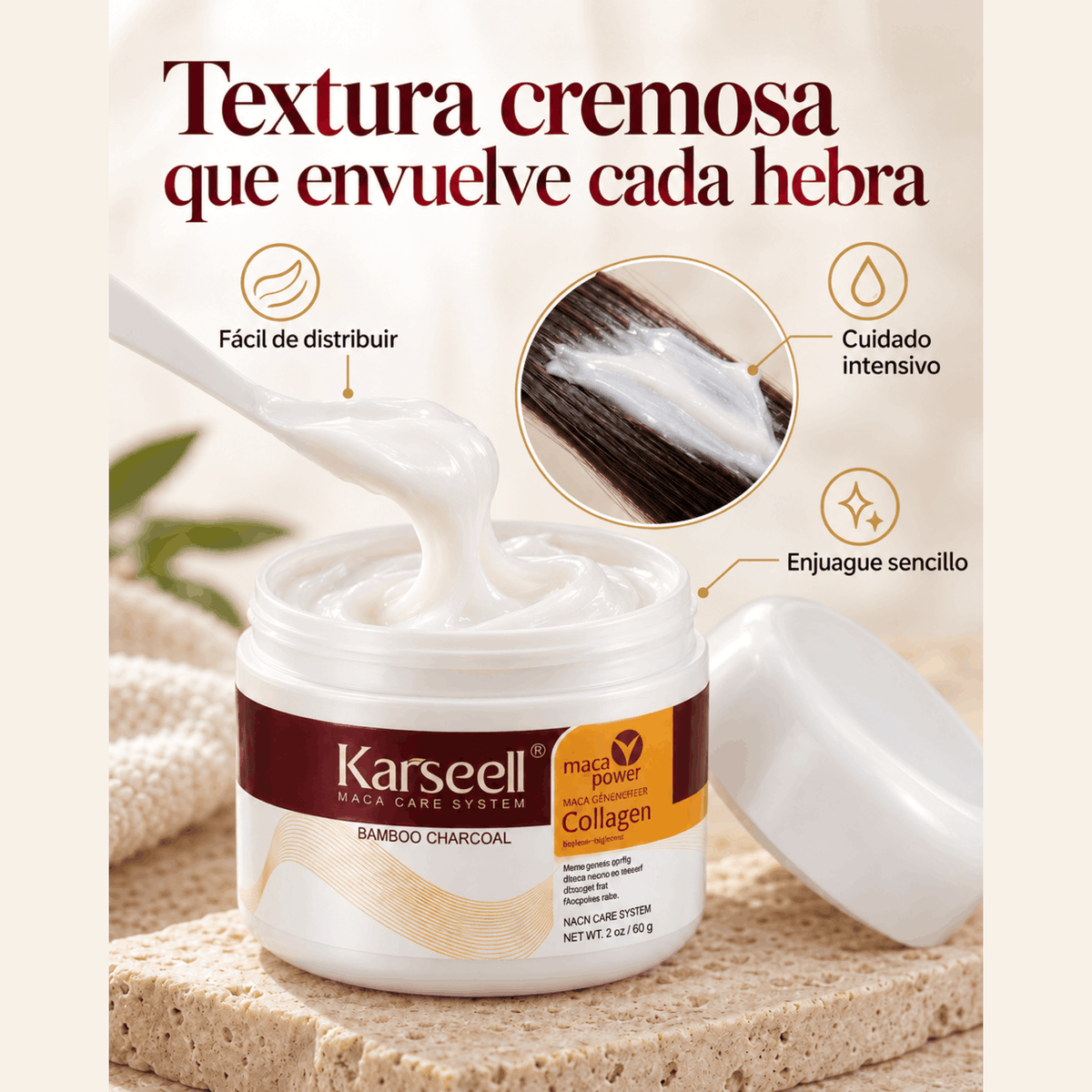 Karseell™ Mascarilla Capilar con Colágeno | Hidratación, Brillo y Control del Frizz