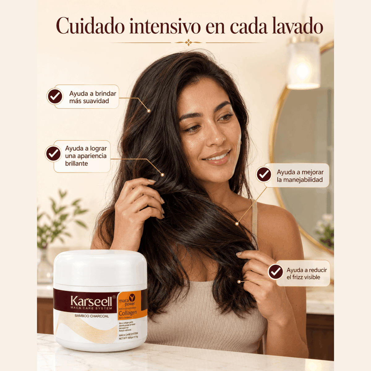 Karseell™ Mascarilla Capilar con Colágeno | Hidratación, Brillo y Control del Frizz